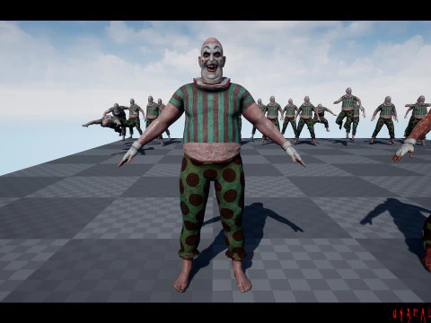 Scary Clown game character for Horror games 3D Model