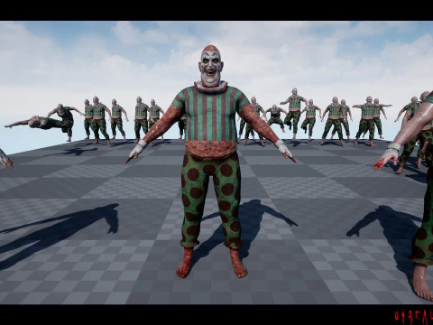 Scary Clown game character for Horror games 3D Model