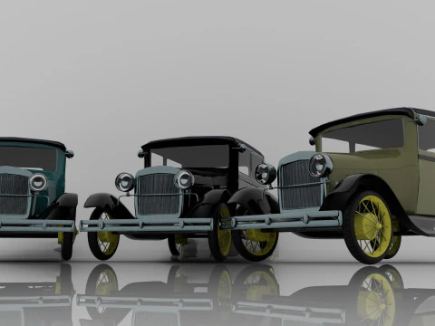 1928 Classic Car 3D Model