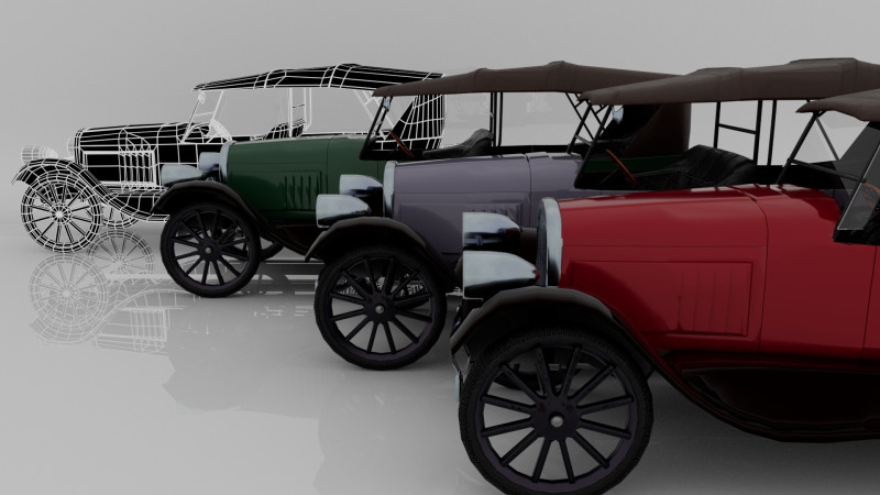 1924 Classic Car 7 Passenger Touring Low-poly Modelo 3D .c4d .max .obj .3ds .fbx .stl .blend 