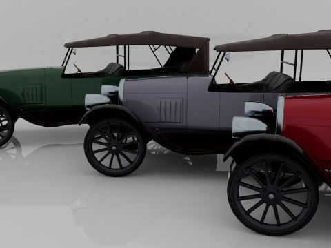 1924 Classic Car 7 Passenger Touring Low-poly Modelo 3D