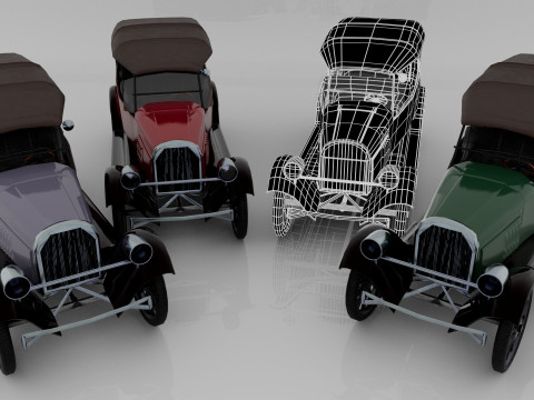 1924 Classic Car 7 Passenger Touring Low-poly Modelo 3D