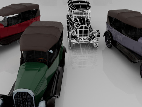 1924 Classic Car 7 Passenger Touring Low-poly Modelo 3D