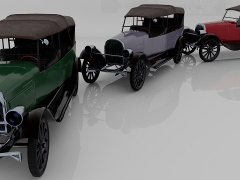 1924 Classic Car 7 Passenger Touring Low-poly Modelo 3D