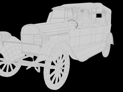 1924 Classic Car 7 Passenger Touring Low-poly Modelo 3D