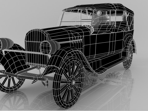 1924 Classic Car 7 Passenger Touring Low-poly Modelo 3D