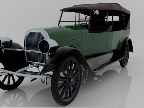 1924 Classic Car 7 Passenger Touring Low-poly Modelo 3D