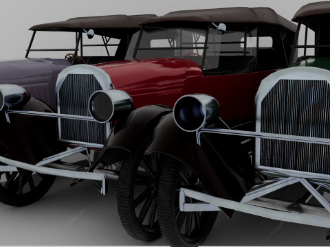 1924 Classic Car 7 Passenger Touring Low-poly Modelo 3D