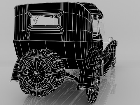 1924 Classic Car 7 Passenger Touring Low-poly Modelo 3D