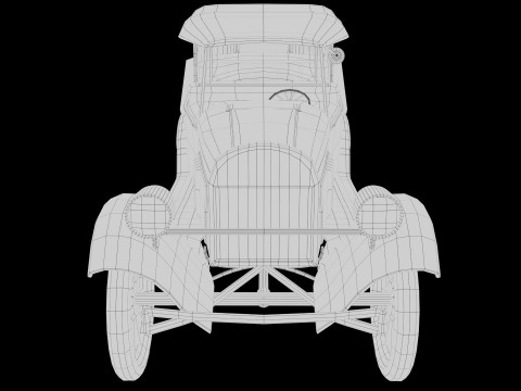 1924 Classic Car 7 Passenger Touring Low-poly Modelo 3D