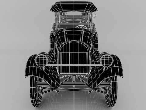 1924 Classic Car 7 Passenger Touring Low-poly Modelo 3D