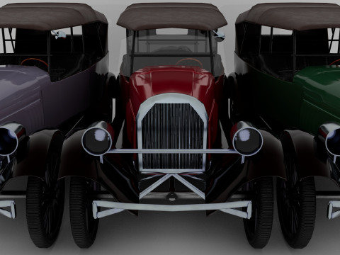 1924 Classic Car 7 Passenger Touring Low-poly Modelo 3D
