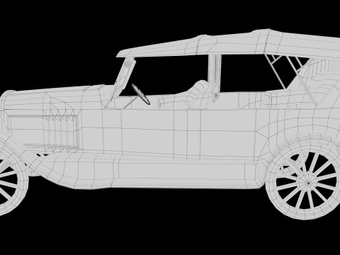1924 Classic Car 7 Passenger Touring Low-poly Modelo 3D