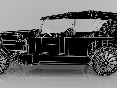 1924 Classic Car 7 Passenger Touring Low-poly Modelo 3D