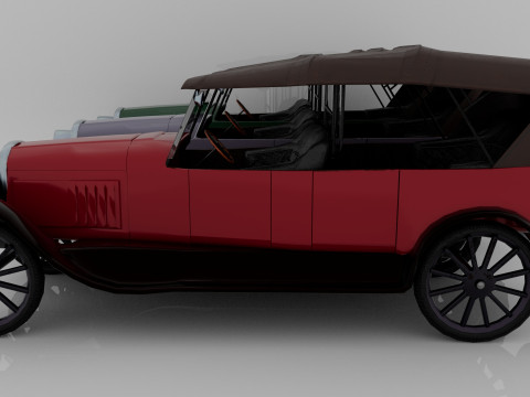 1924 Classic Car 7 Passenger Touring Low-poly Modelo 3D