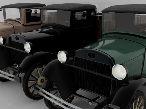 1929 Classic Truck Double A Low-poly 3D 模型