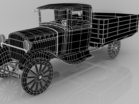 1929 Classic Truck Double A Low-poly 3D 模型