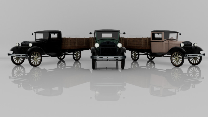 1929 Classic Truck Double A Low-poly 3D 模型 .c4d .max .obj .3ds .fbx .stl .blend 