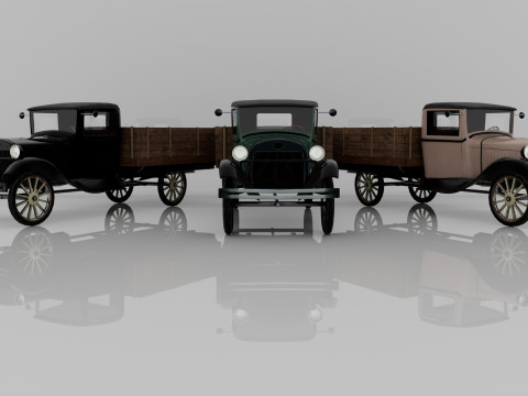 1929 Classic Truck Double A Low-poly 3D Model