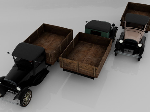 1929 Classic Truck Double A Low-poly 3D 模型