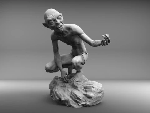 Gollum, ikonische Figur aus &bdquo;Der Herr der Ringe&ldquo;. 3D Druckmodell