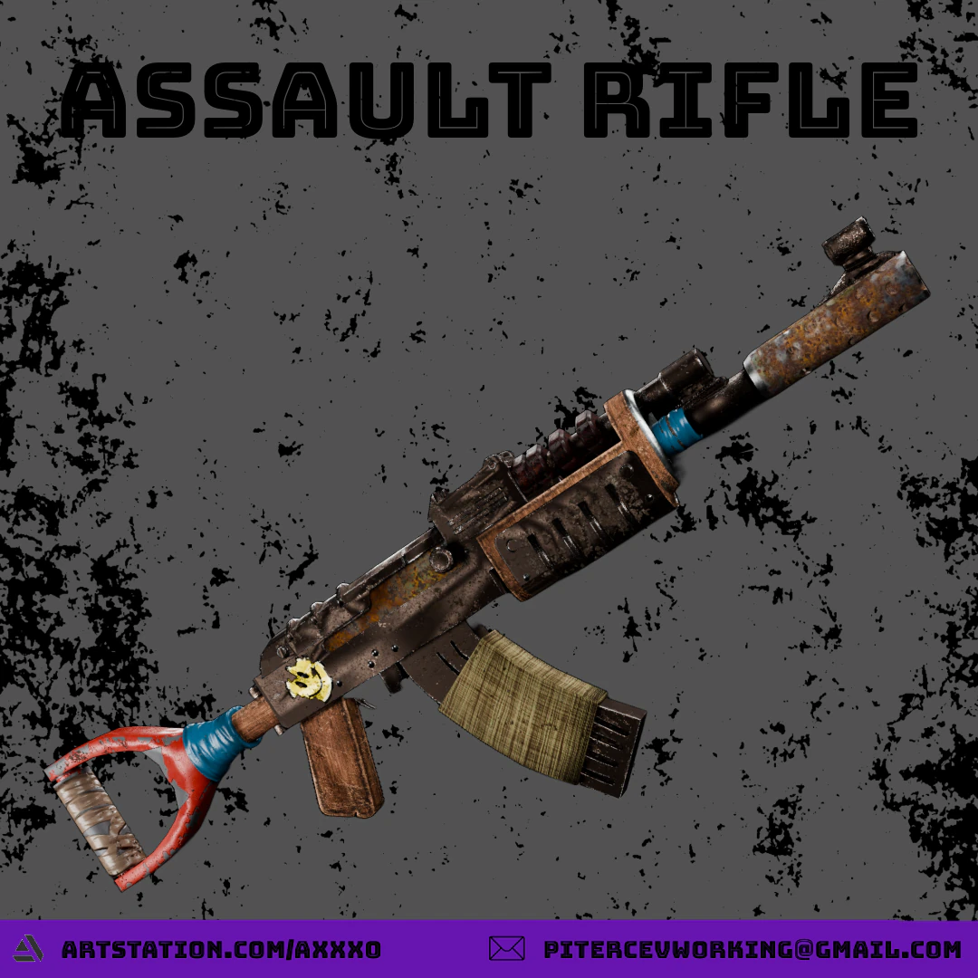 Assault rifle 3D Model .c4d .max .obj .3ds .fbx .stl .blend 