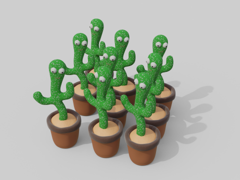 Dancing Cactus Toy - Rigged and Animated 3D Model