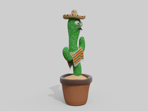 Mexican Dancing Cactus Toy - Rigged and Animated 3D Model