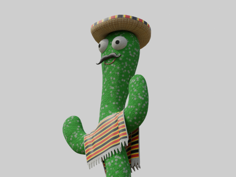 Mexican Dancing Cactus Toy - Rigged and Animated 3D Модель
