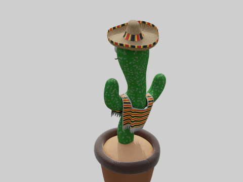 Mexican Dancing Cactus Toy - Rigged and Animated 3D Model