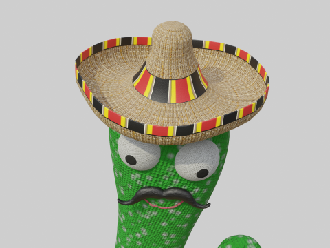 Mexican Dancing Cactus Toy - Rigged and Animated 3D Модель