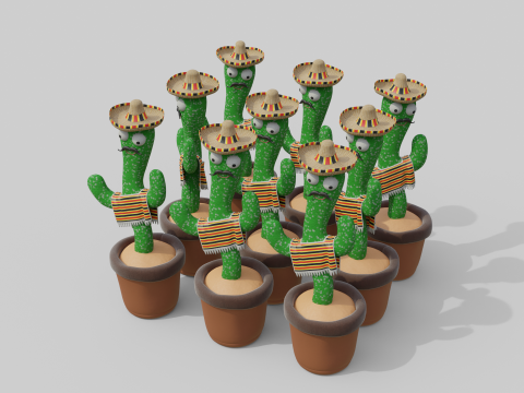 Mexican Dancing Cactus Toy - Rigged and Animated 3D Модель