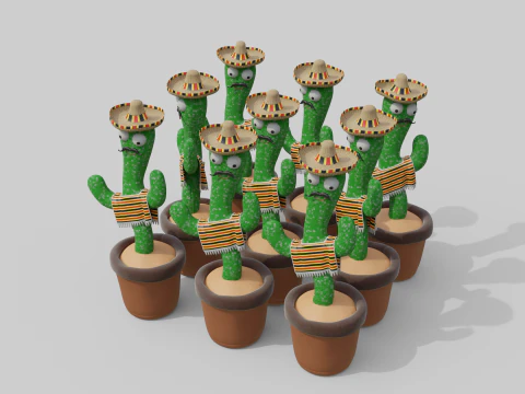 Mexican Dancing Cactus Toy - Rigged and Animated 3D Model