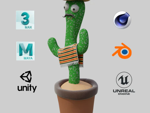 Mexican Dancing Cactus Toy - Rigged and Animated 3D Model