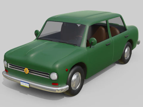 Low-Poly Vintage Sedan Car Game-Ready and Render Asset 3D Model