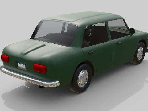 Low-Poly Vintage Sedan Car Game-Ready and Render Asset 3D Model