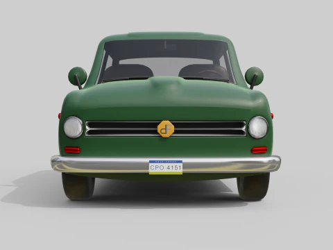 Low-Poly Vintage Sedan Car Game-Ready and Render Asset 3D Model
