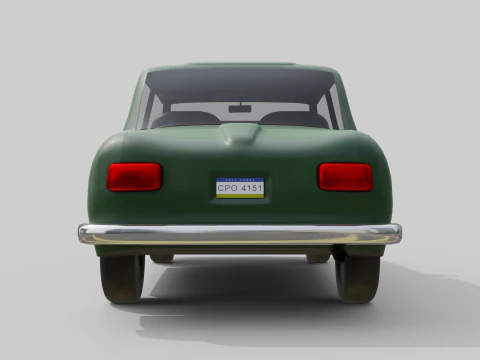 Low-Poly Vintage Sedan Car Game-Ready and Render Asset 3D Model