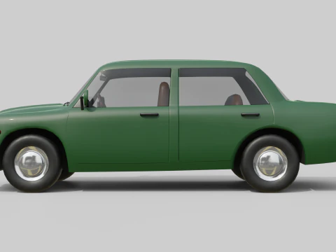 Low-Poly Vintage Sedan Car Game-Ready and Render Asset 3D Model