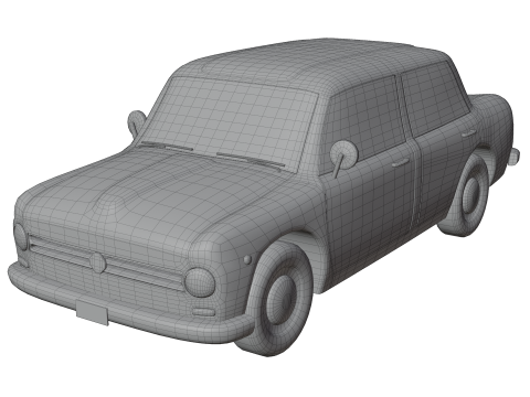 Low-Poly Vintage Sedan Car Game-Ready and Render Asset Modèle 3D