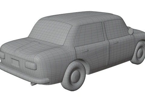 Low-Poly Vintage Sedan Car Game-Ready and Render Asset 3D Model