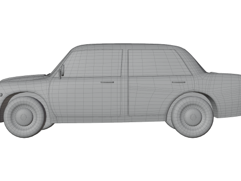Low-Poly Vintage Sedan Car Game-Ready and Render Asset Modèle 3D