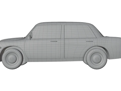 Low-Poly Vintage Sedan Car Game-Ready and Render Asset 3D Model