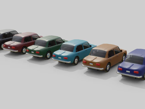 Low-Poly Vintage Sedan Car Game-Ready and Render Asset 3D Model
