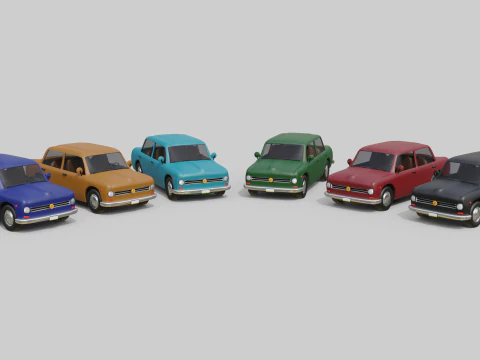 Low-Poly Vintage Sedan Car Game-Ready and Render Asset 3D Model
