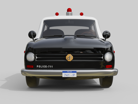 Low-Poly Vintage Police Car Game-Ready and Render Asset Model 3D