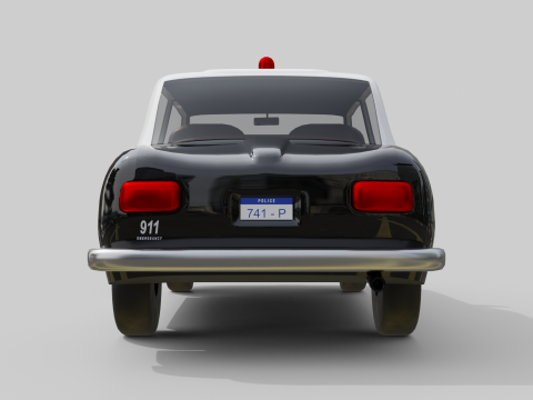 Low-Poly Vintage Police Car Game-Ready and Render Asset Model 3D