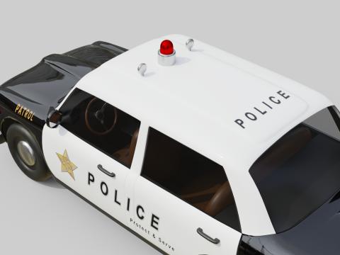 Low-Poly Vintage Police Car Game-Ready and Render Asset Model 3D