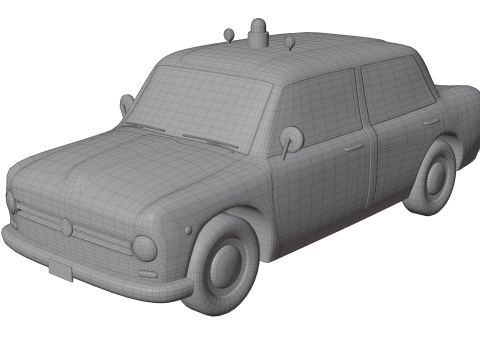 Low-Poly Vintage Police Car Game-Ready and Render Asset Model 3D