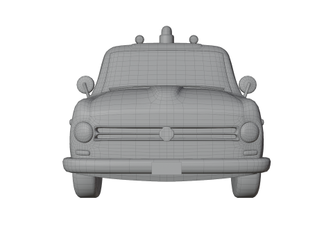 Low-Poly Vintage Police Car Game-Ready and Render Asset Model 3D